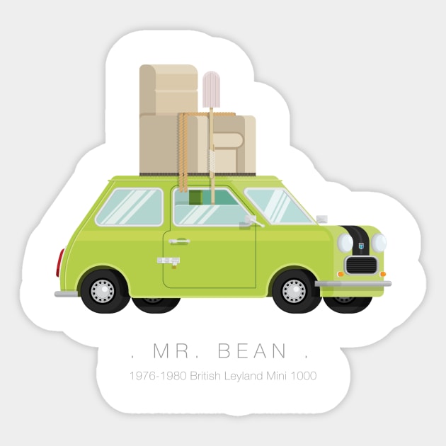 Mr. Bean - Famous Cars Sticker by Fred Birchal